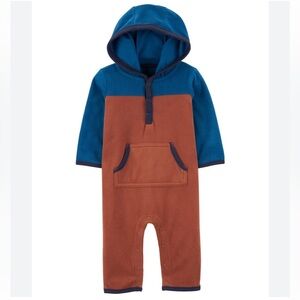 ⭐️9 Months Carters Baby Boys Hooded Fleece Zip Up Jumpsuit NWT⭐️